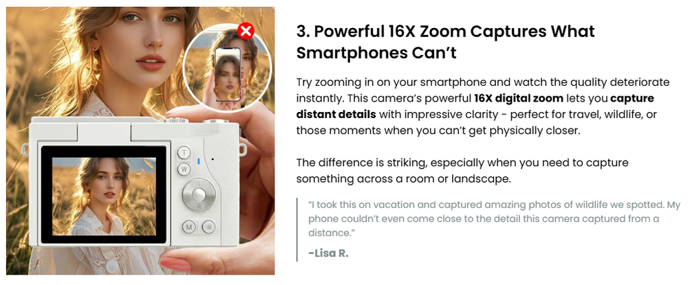 Digital Camera 4K for Photography and Video